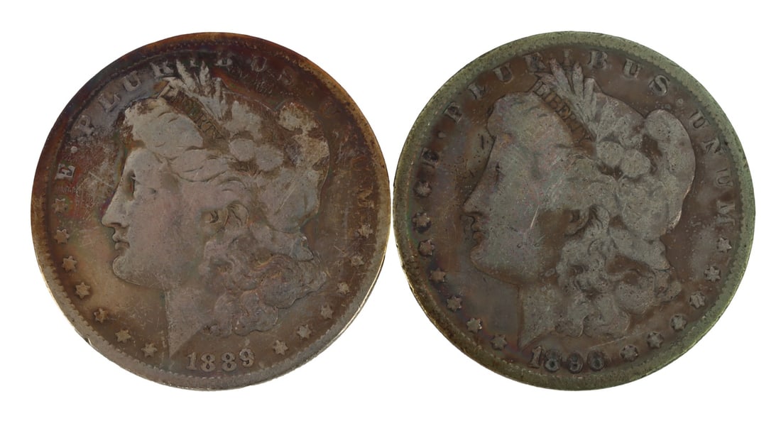 2 MORGAN SILVER DOLLARS 1889 1896 NEW ORLEANS (1 of 3)