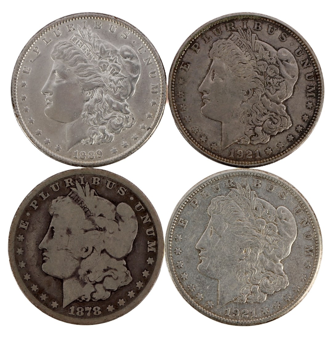 FOUR US SILVER MORGAN DOLLARS LOT OF 4 (1 of 3)