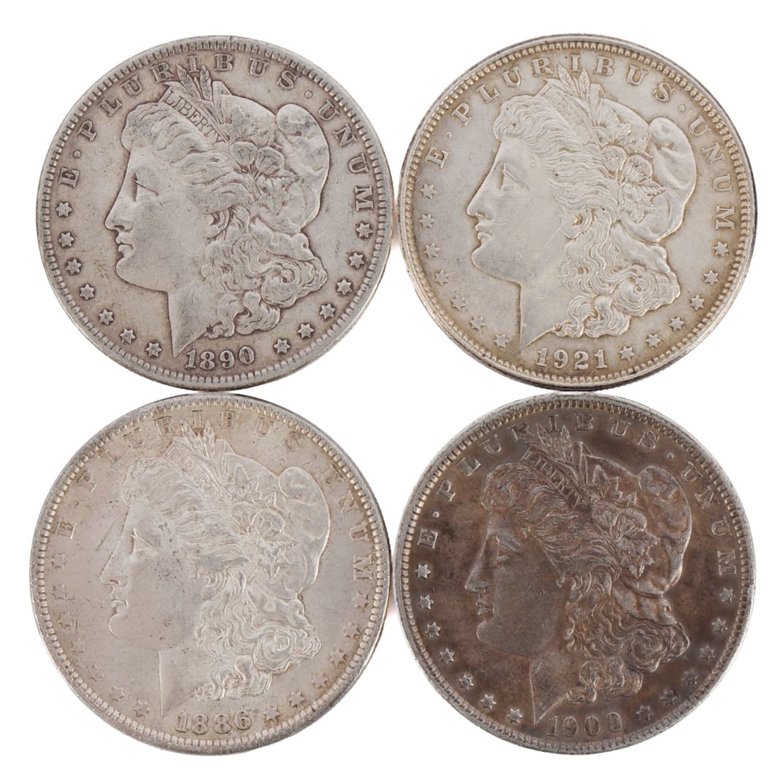 FOUR US SILVER MORGAN DOLLARS LOT OF 4 (1 of 3)