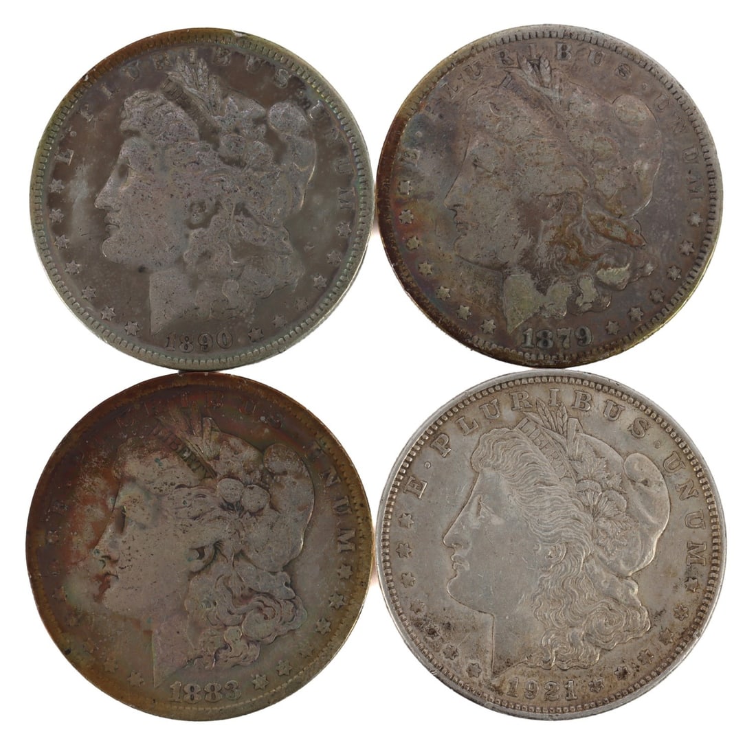 FOUR US SILVER MORGAN DOLLARS LOT OF 4 (1 of 3)