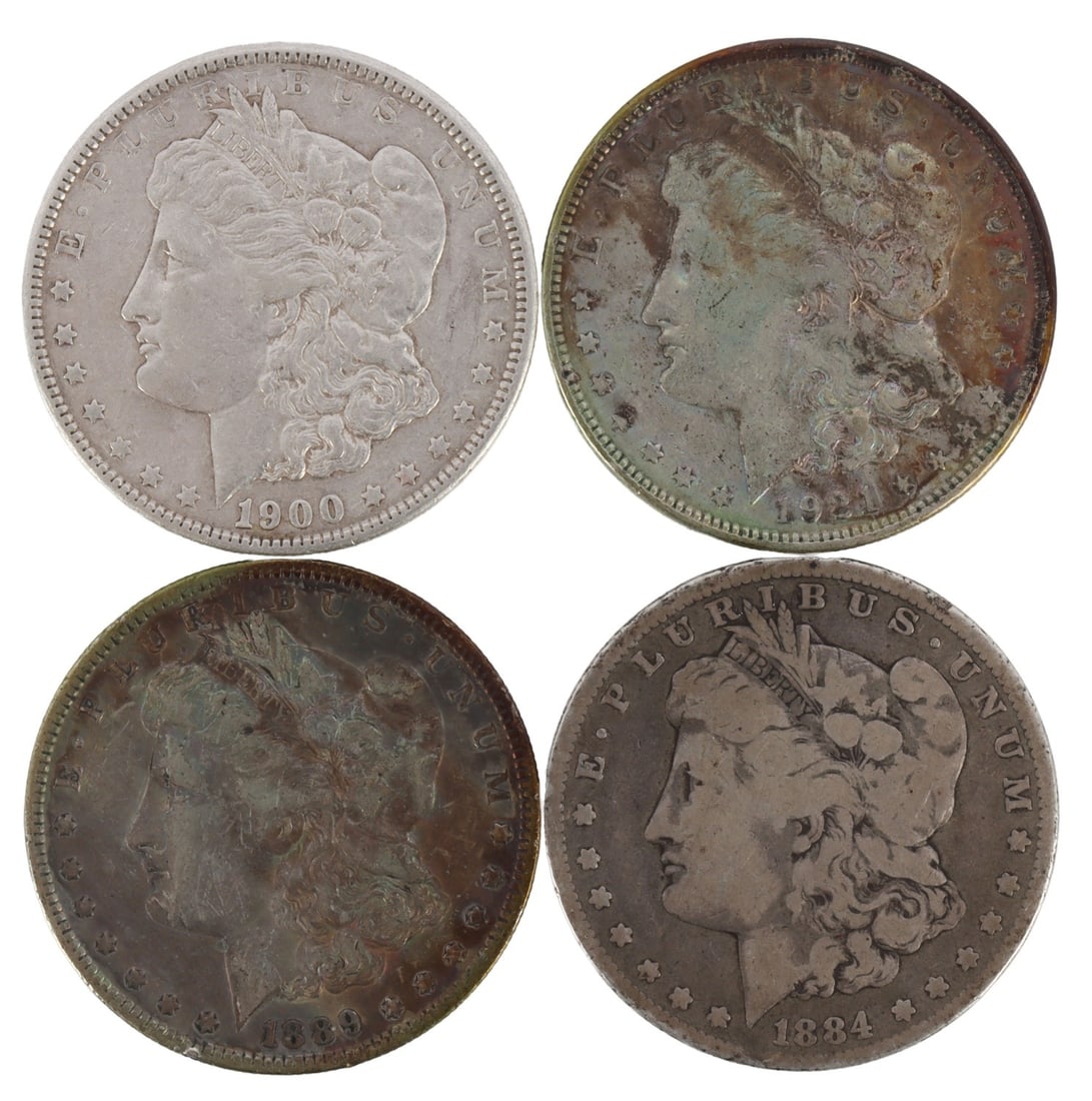 FOUR US SILVER MORGAN DOLLARS LOT OF 4 (1 of 3)