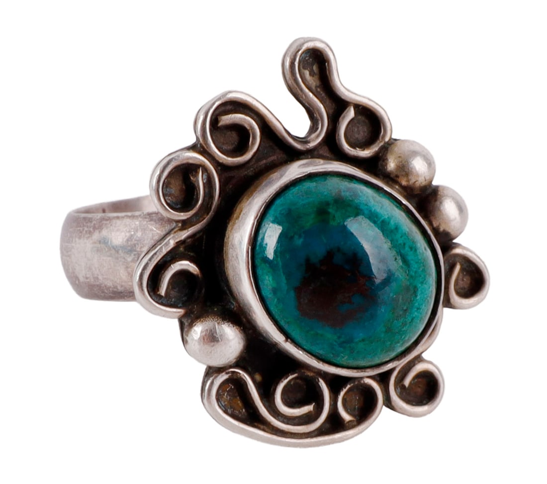 925 STERLING SILVER GREEN CHRYSOCOLLA RING (1 of 6)