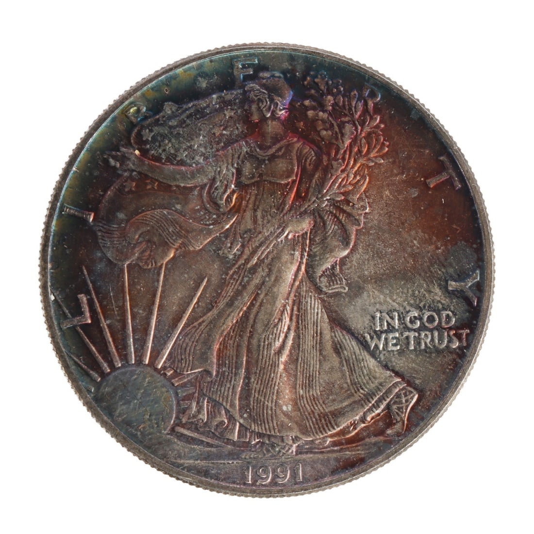 ONE US SILVER EAGLE 1 OZT .999 FINE SILVER COIN: One .999 fine silver eagle. 1 ozt. 1991. This lot reserved at melt. || Payment & Shipping: Accounts without purchase history must pay via Zelle, money order, cashier's check or wire transfer. Items