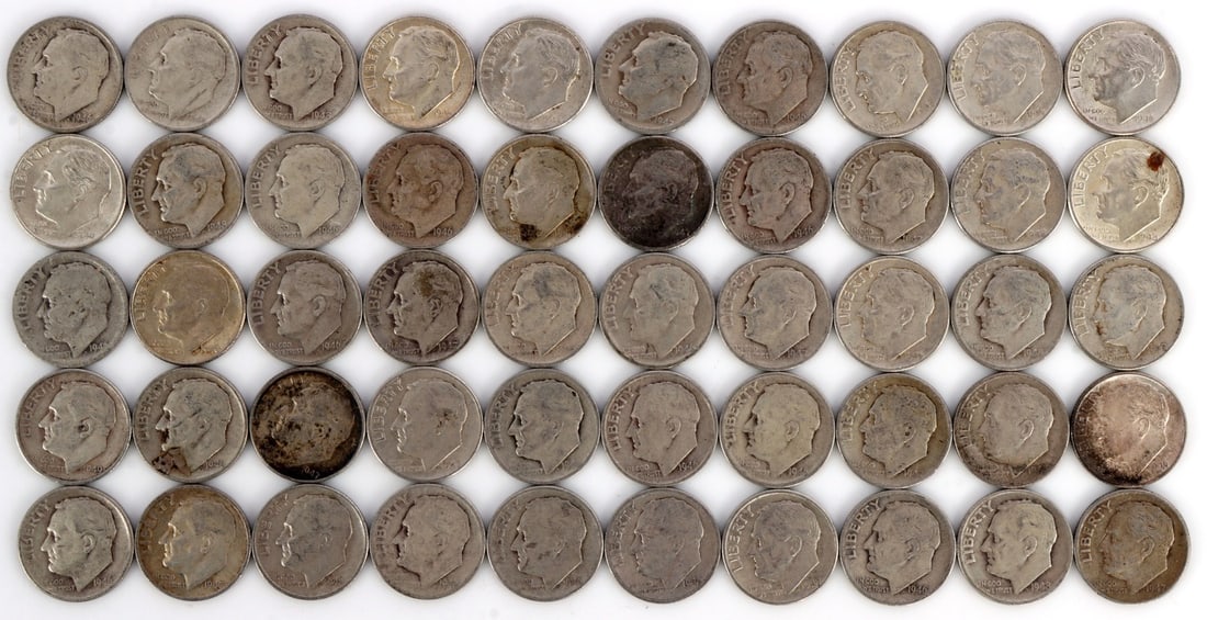 $5 FACE SILVER 1946-49 ROOSEVELT DIMES (1 of 2)