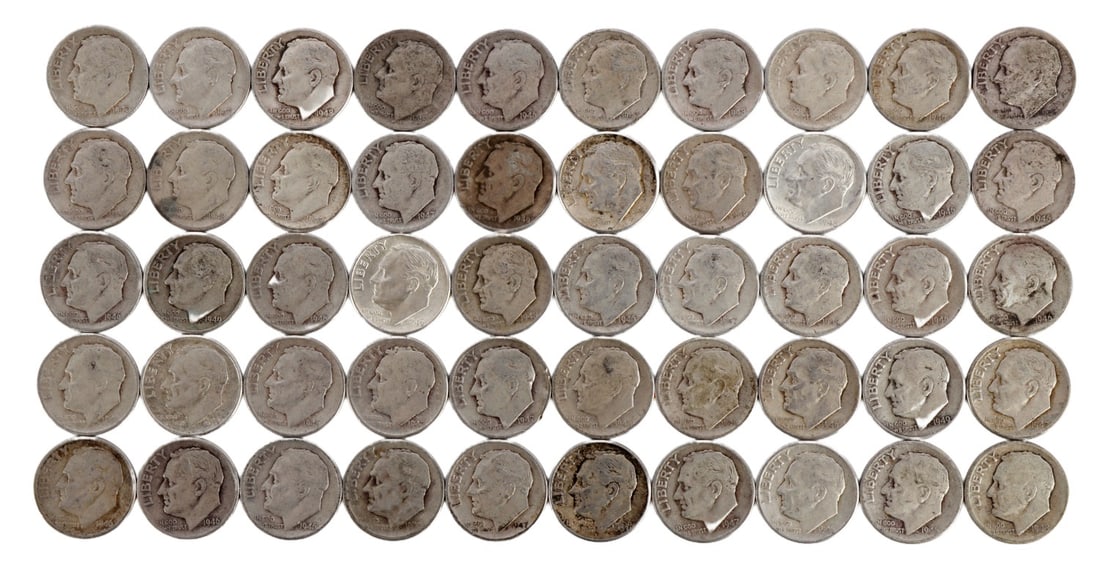 $5 FACE SILVER 1946-49 ROOSEVELT DIMES (1 of 2)