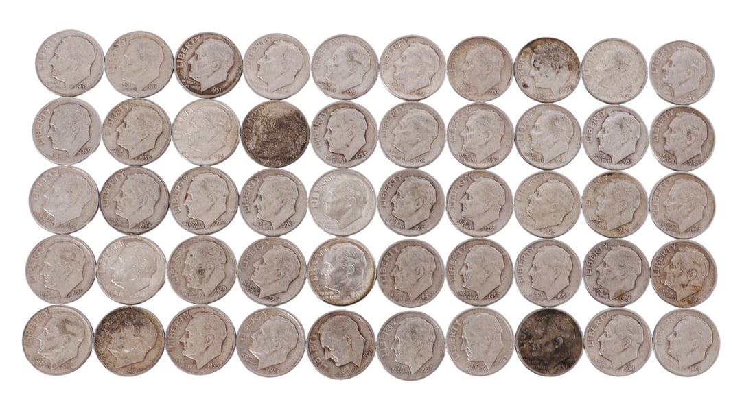 $5 FACE SILVER 1950-59 ROOSEVELT DIMES (1 of 2)