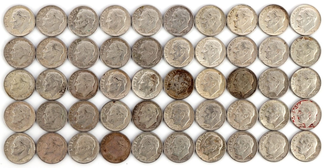 $5 FACE SILVER 1960-64 ROOSEVELT DIMES (1 of 2)