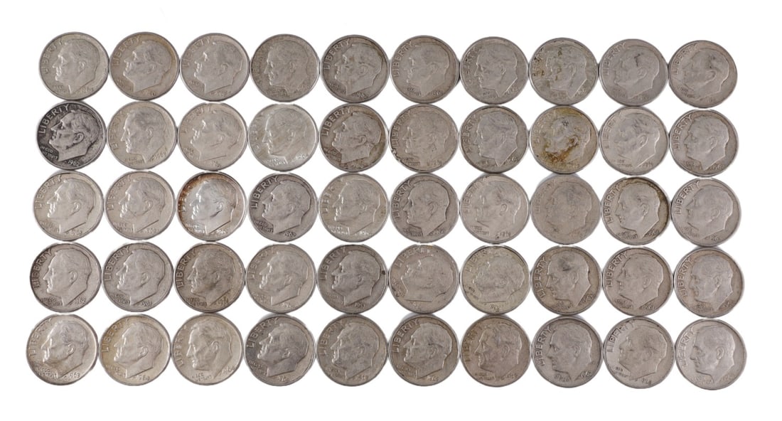 $5 FACE SILVER 1960-64 ROOSEVELT DIMES (1 of 2)