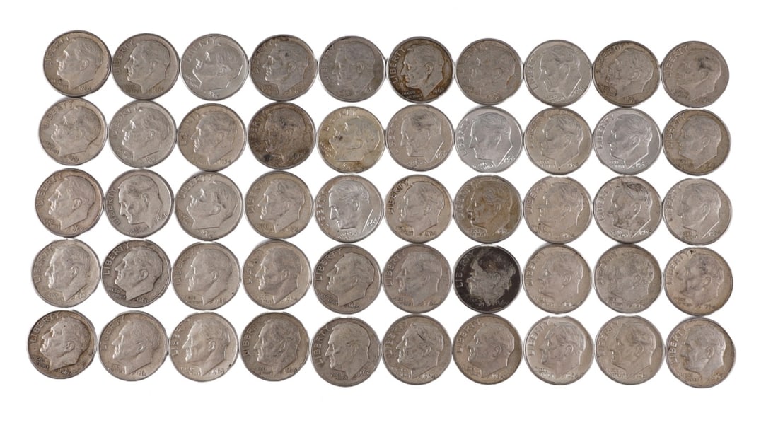 $5 FACE SILVER 1960-64 ROOSEVELT DIMES (1 of 2)