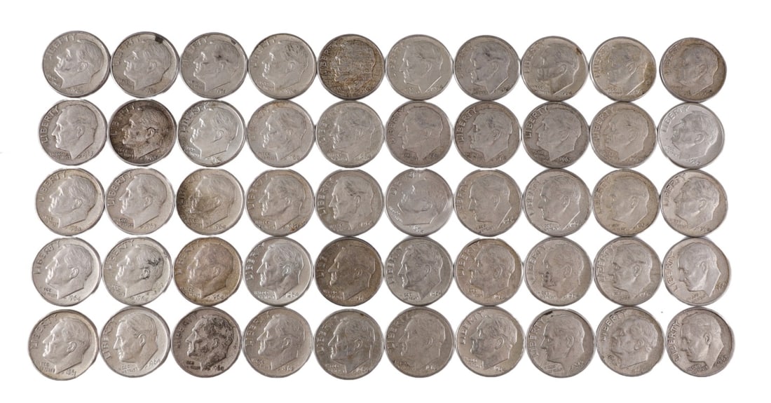 $5 FACE SILVER 1960-64 ROOSEVELT DIMES (1 of 2)