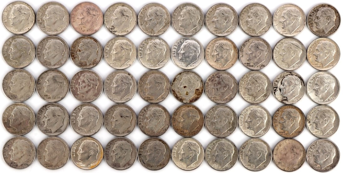 $5 FACE SILVER 1960-64 ROOSEVELT DIMES (1 of 2)