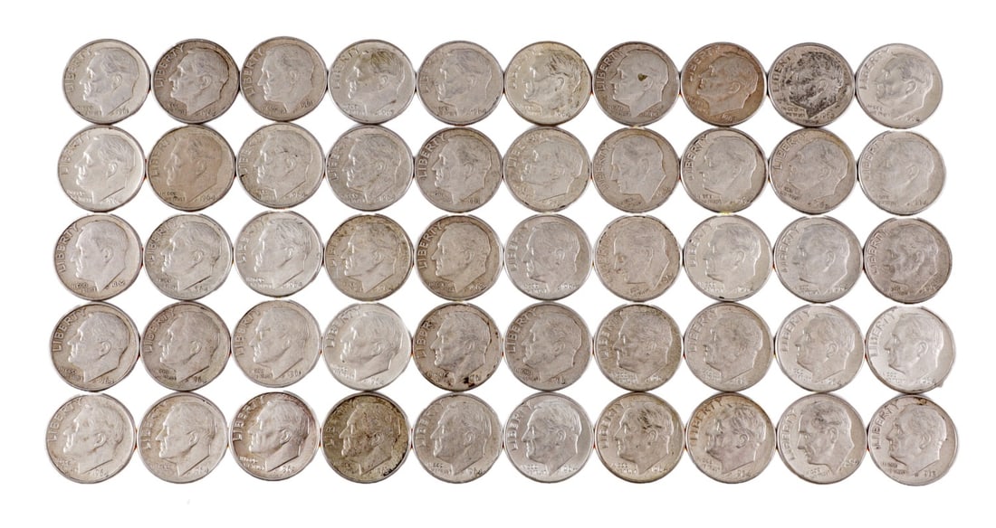 $5 FACE SILVER 1960-64 ROOSEVELT DIMES (1 of 2)