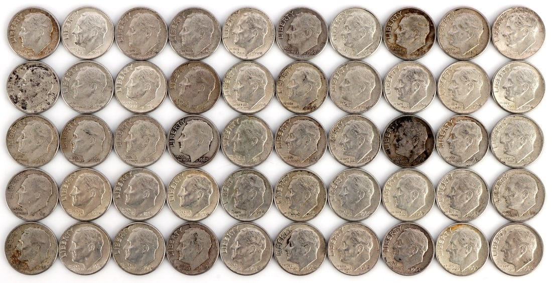 $5 FACE SILVER 1960-64 ROOSEVELT DIMES (1 of 2)
