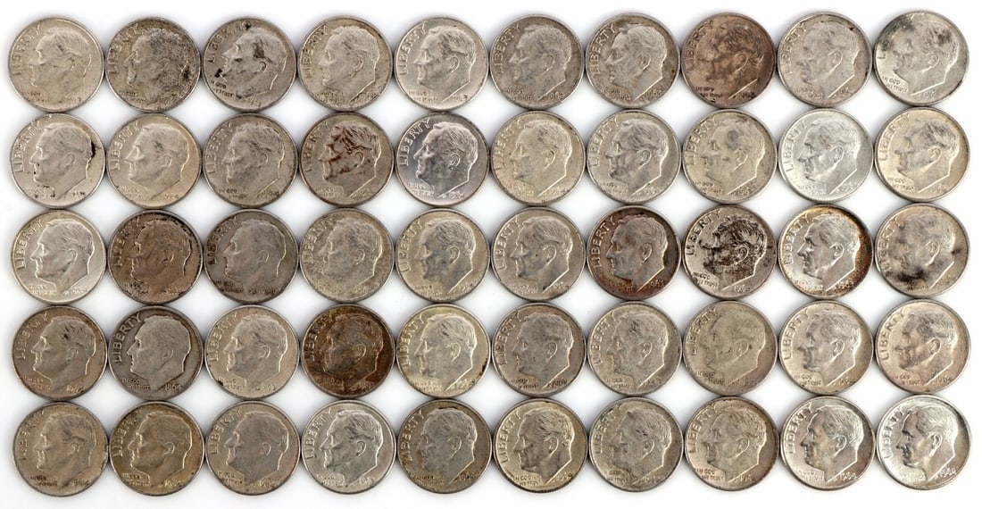$5 FACE SILVER 1960-64 ROOSEVELT DIMES (1 of 2)