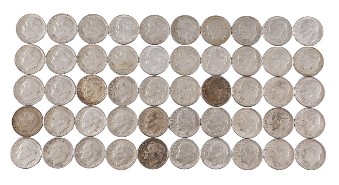 $5 FACE SILVER 1960-64 ROOSEVELT DIMES (1 of 2)