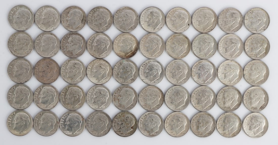 $5 FACE SILVER 1964 ROOSEVELT DIMES (1 of 2)