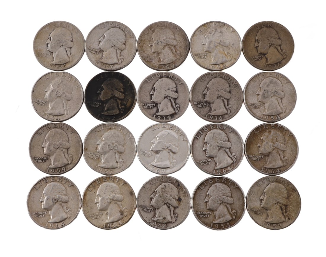 $5 FACE WASHINGTON SILVER QUARTERS (1 of 2)