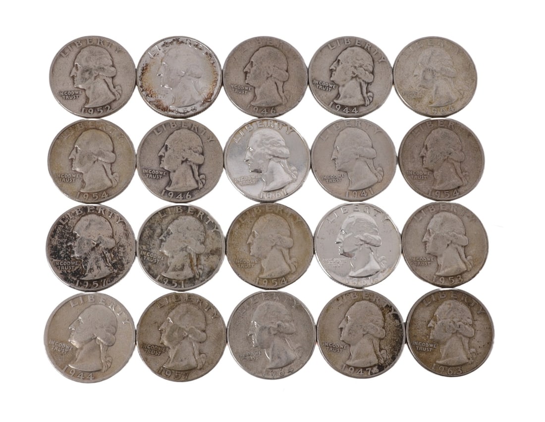 $5 FACE WASHINGTON SILVER QUARTERS (1 of 2)
