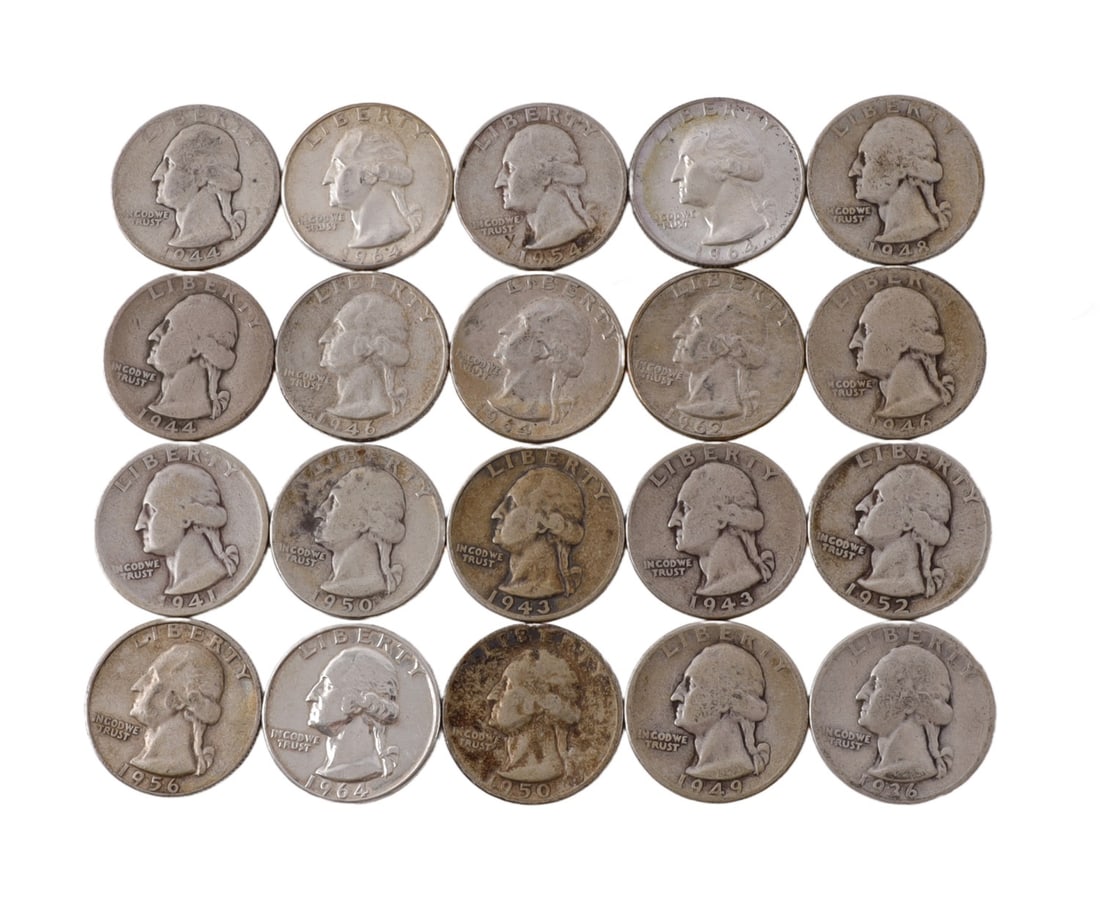 $5 FACE WASHINGTON SILVER QUARTERS (1 of 2)