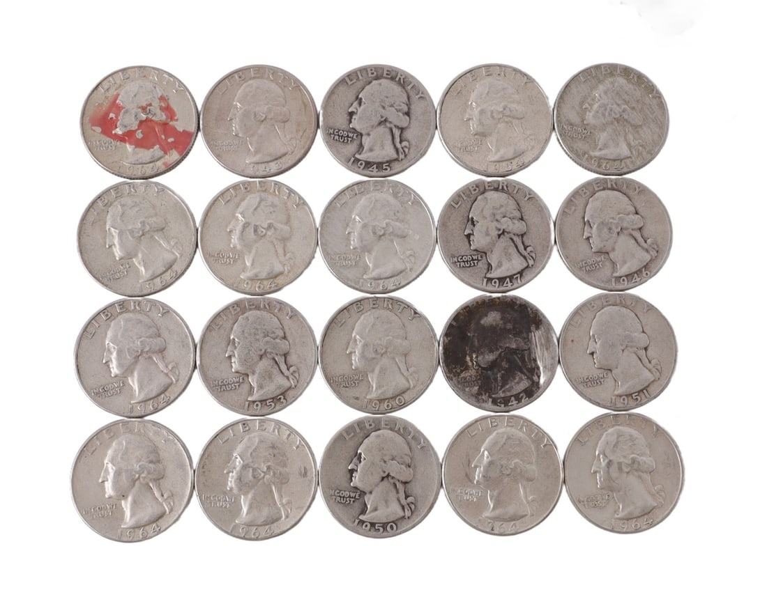 5$ FACE WASHINGTON SILVER QUARTERS (1 of 2)