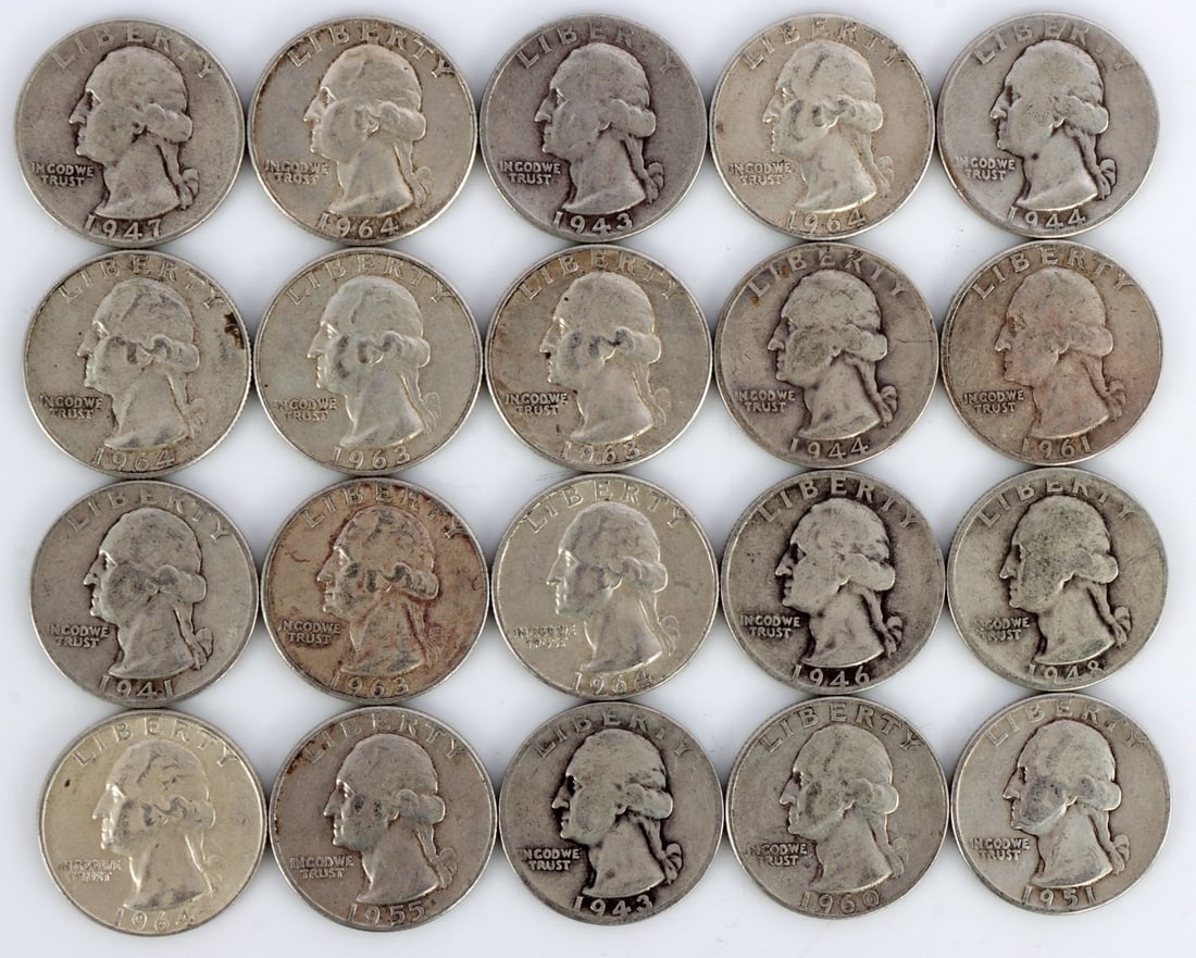 5$ FACE WASHINGTON SILVER QUARTERS (1 of 2)