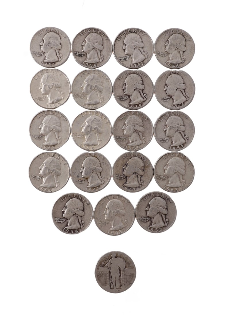 5$ FACE WASHINGTON SILVER QUARTERS: Dates include: 1963, 1964, 1954, 1953, 1936, 1959 and more This lot reserved at melt. || Payment & Shipping: Accounts without purchase history must pay via Zelle, money order, cashier's check or wire