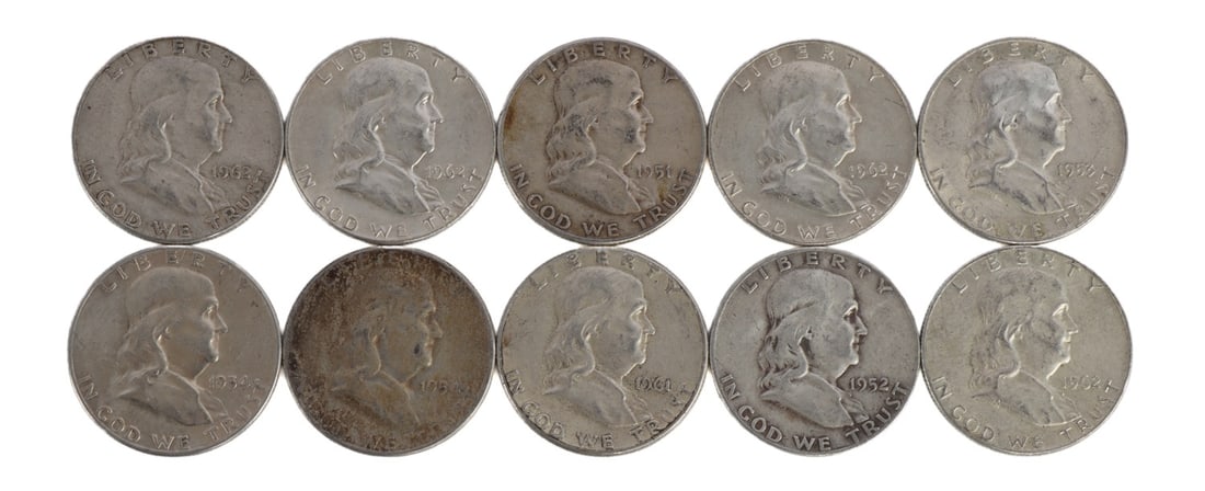 $5 FACE SILVER FRANKLIN HALF DOLLAR COIN LOT (1 of 2)