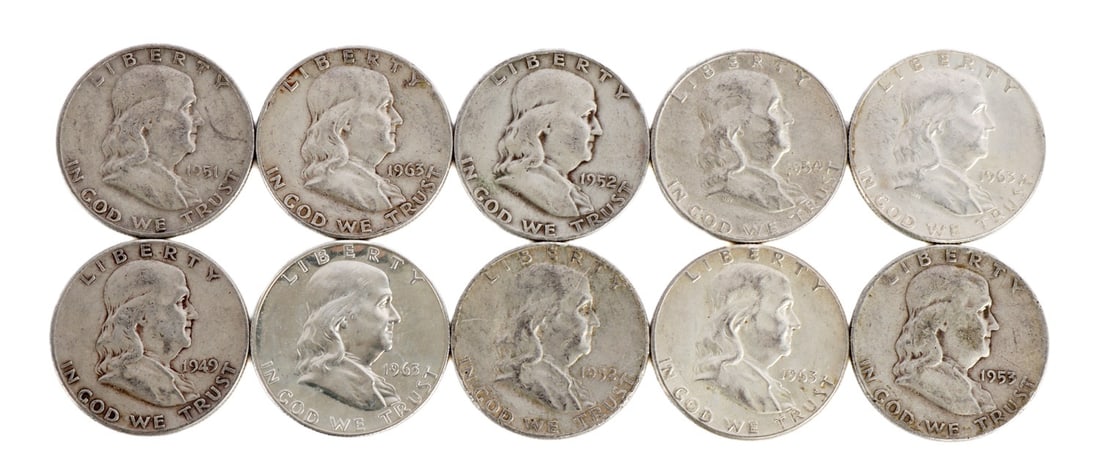 $5 FACE SILVER FRANKLIN HALF DOLLAR COIN LOT (1 of 2)