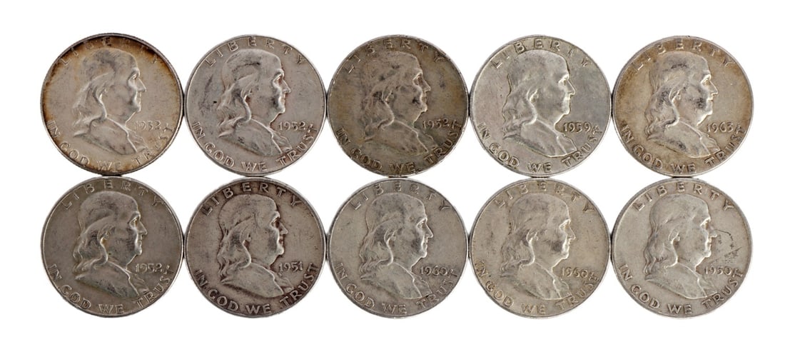 $5 FACE SILVER FRANKLIN HALF DOLLAR COIN LOT (1 of 2)