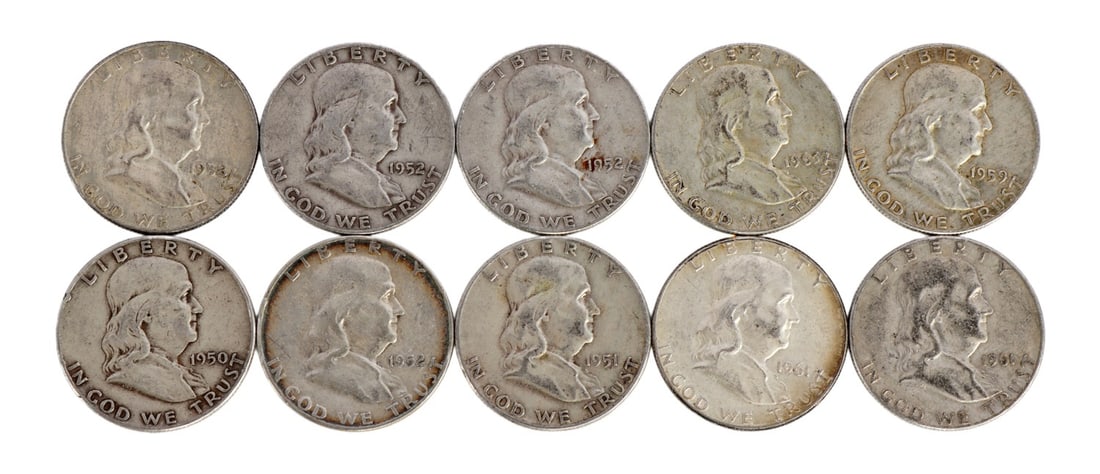 $5 FACE SILVER FRANKLIN HALF DOLLAR COIN LOT (1 of 2)