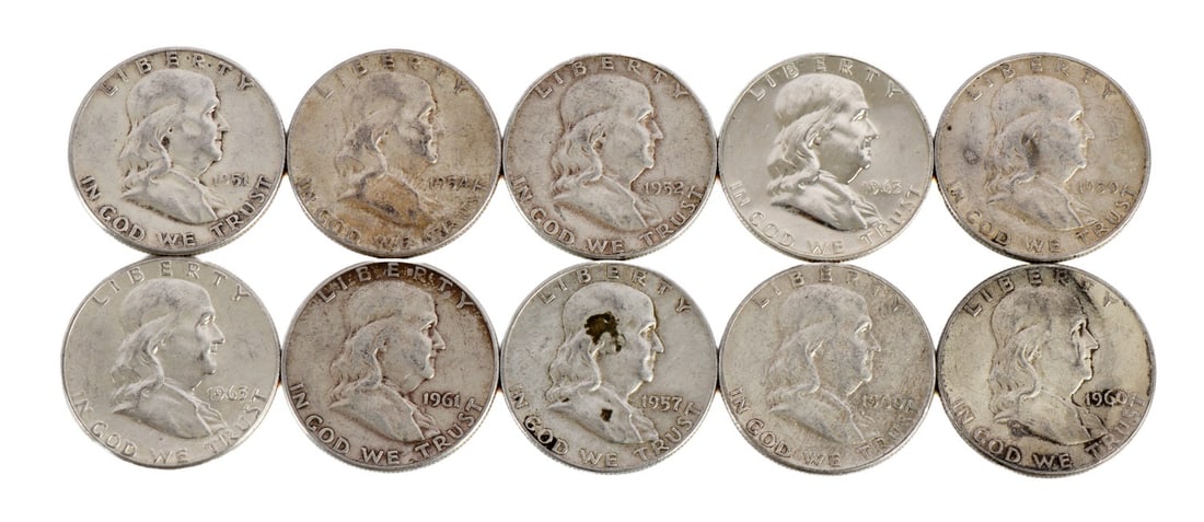 $5 FACE SILVER FRANKLIN HALF DOLLAR COIN LOT (1 of 2)