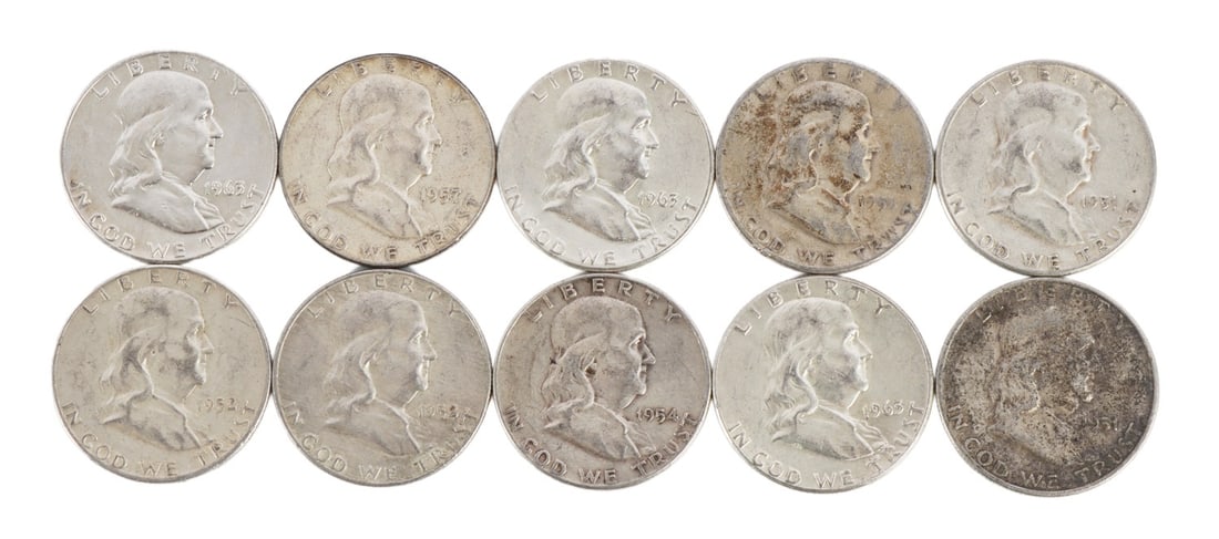 $5 FACE SILVER FRANKLIN HALF DOLLAR COIN LOT (1 of 2)