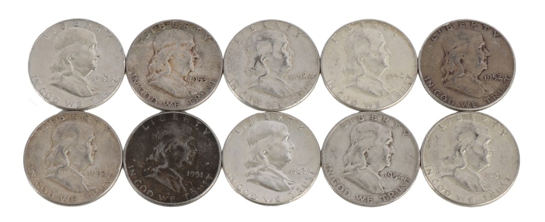 $5 FACE SILVER FRANKLIN HALF DOLLAR COIN LOT (1 of 2)