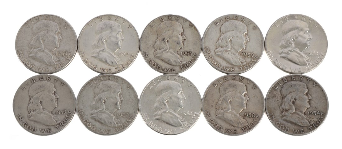$5 FACE SILVER FRANKLIN HALF DOLLAR COIN LOT (1 of 2)