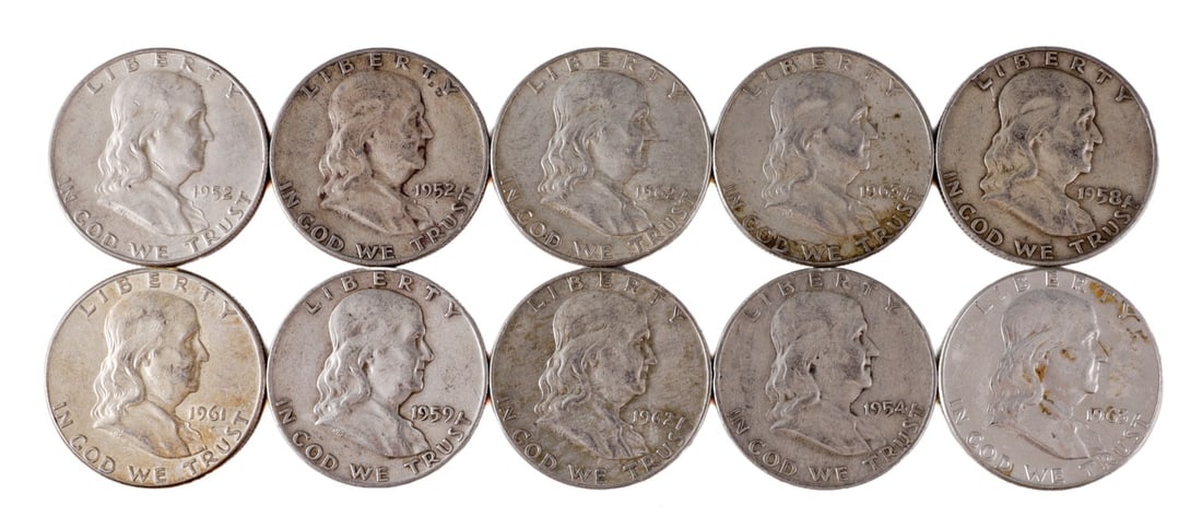 $5 FACE SILVER FRANKLIN HALF DOLLAR COIN LOT (1 of 2)