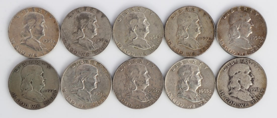 $5 FACE SILVER FRANKLIN HALF DOLLAR COIN LOT (1 of 2)