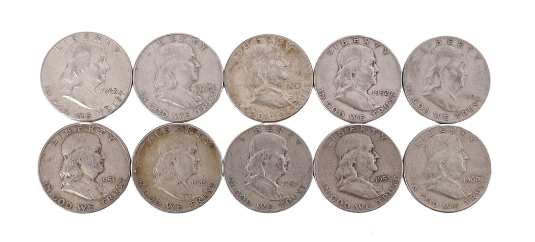 $5 FACE SILVER FRANKLIN HALF DOLLAR COIN LOT (1 of 2)