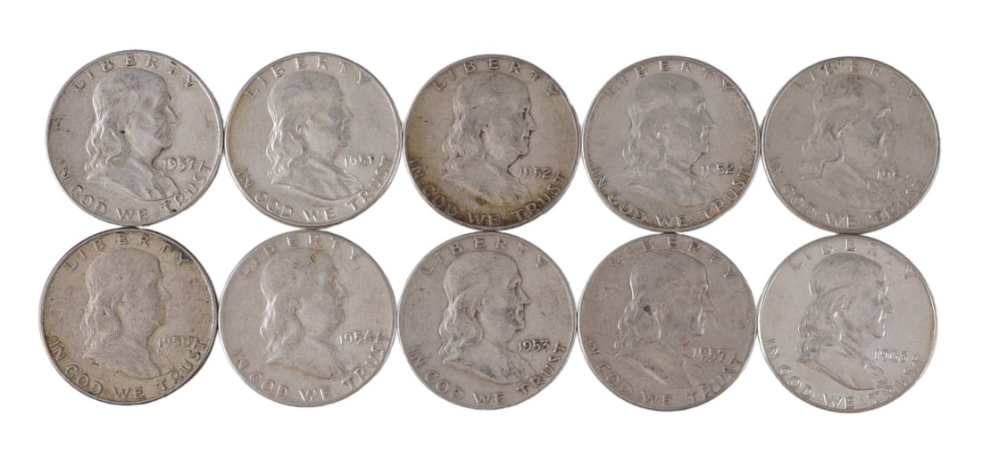 $5 FACE SILVER FRANKLIN HALF DOLLAR COIN LOT (1 of 2)