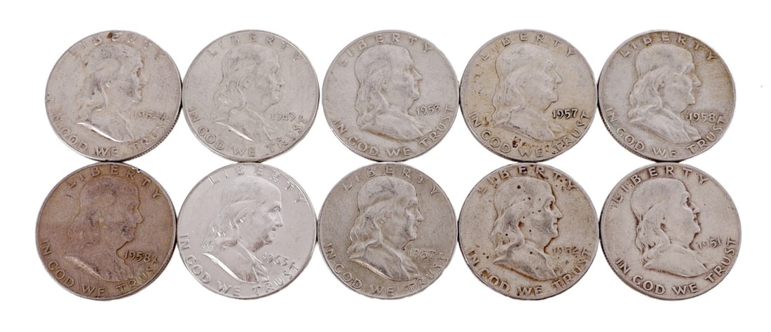 $5 FACE SILVER FRANKLIN HALF DOLLAR COIN LOT (1 of 2)