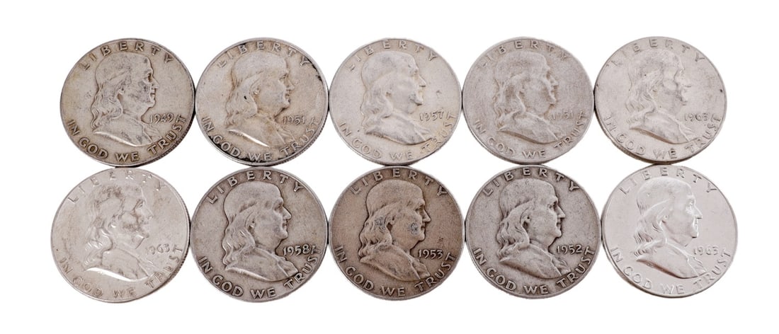 $5 FACE SILVER FRANKLIN HALF DOLLAR COIN LOT (1 of 2)