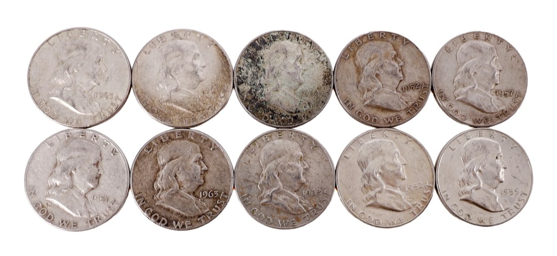 $5 FACE SILVER FRANKLIN HALF DOLLAR COIN LOT (1 of 2)