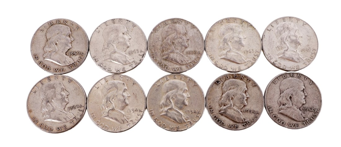 $5 FACE SILVER FRANKLIN HALF DOLLAR COIN LOT (1 of 2)