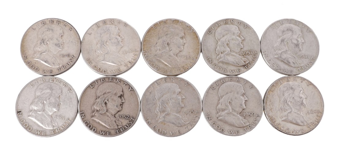 $5 FACE SILVER FRANKLIN HALF DOLLAR COIN LOT (1 of 2)