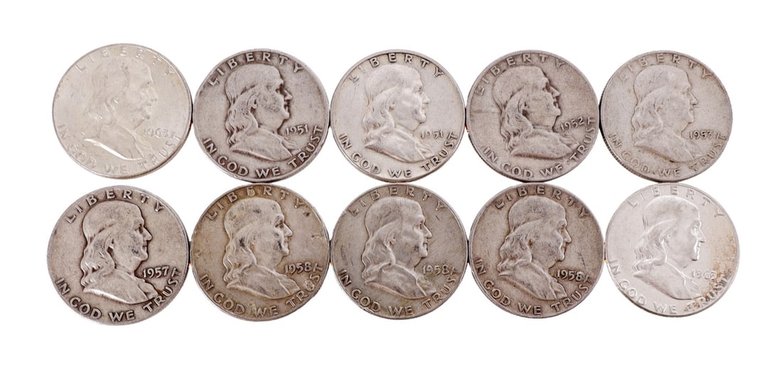 $5 FACE SILVER FRANKLIN HALF DOLLAR COIN LOT (1 of 2)