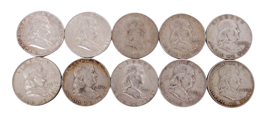 $5 FACE SILVER FRANKLIN HALF DOLLAR COIN LOT (1 of 2)