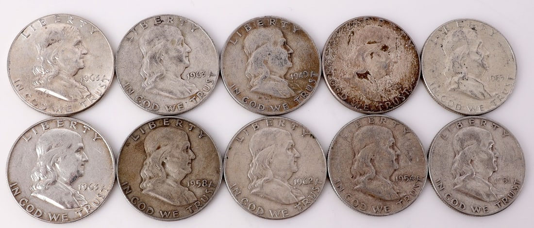 $5 FACE SILVER FRANKLIN HALF DOLLAR COIN LOT (1 of 2)