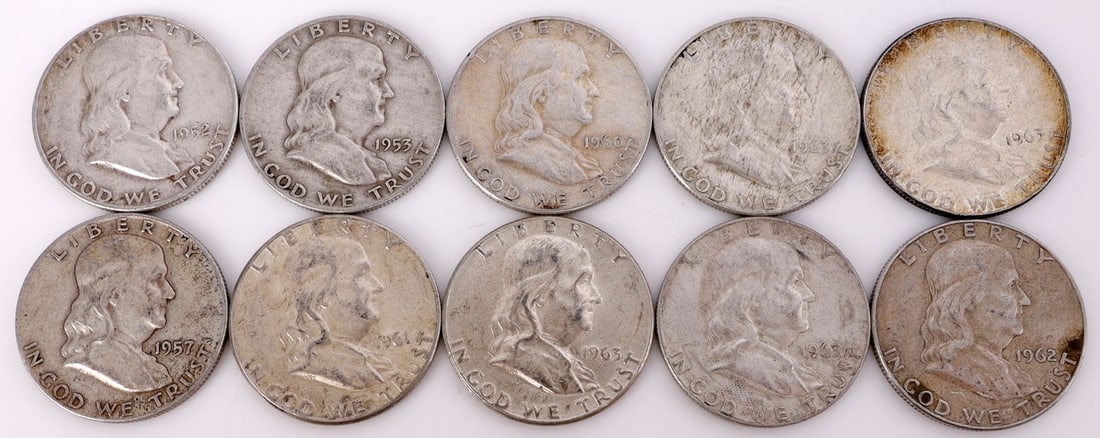 $5 FACE SILVER FRANKLIN HALF DOLLAR COIN LOT (1 of 2)