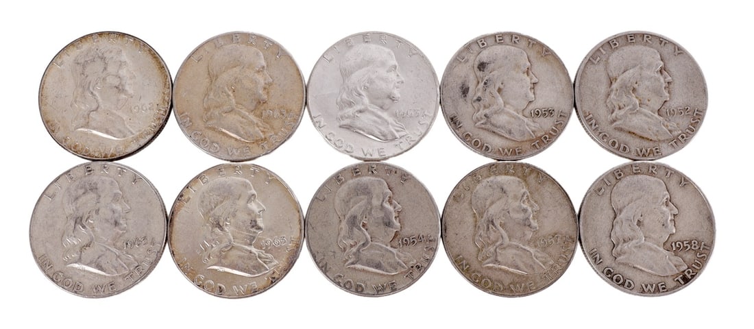 $5 FACE SILVER FRANKLIN HALF DOLLAR COIN LOT (1 of 2)