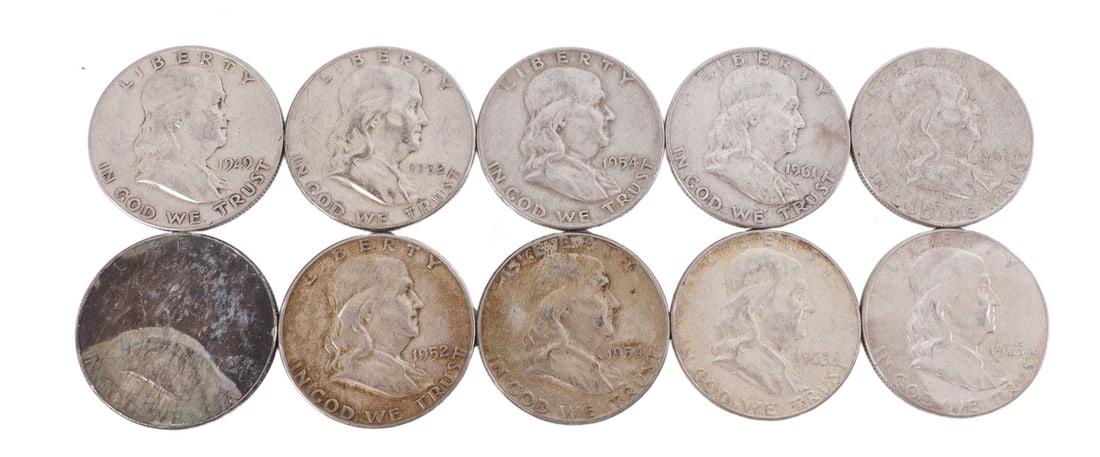 $5 FACE SILVER FRANKLIN HALF DOLLAR COIN LOT (1 of 2)