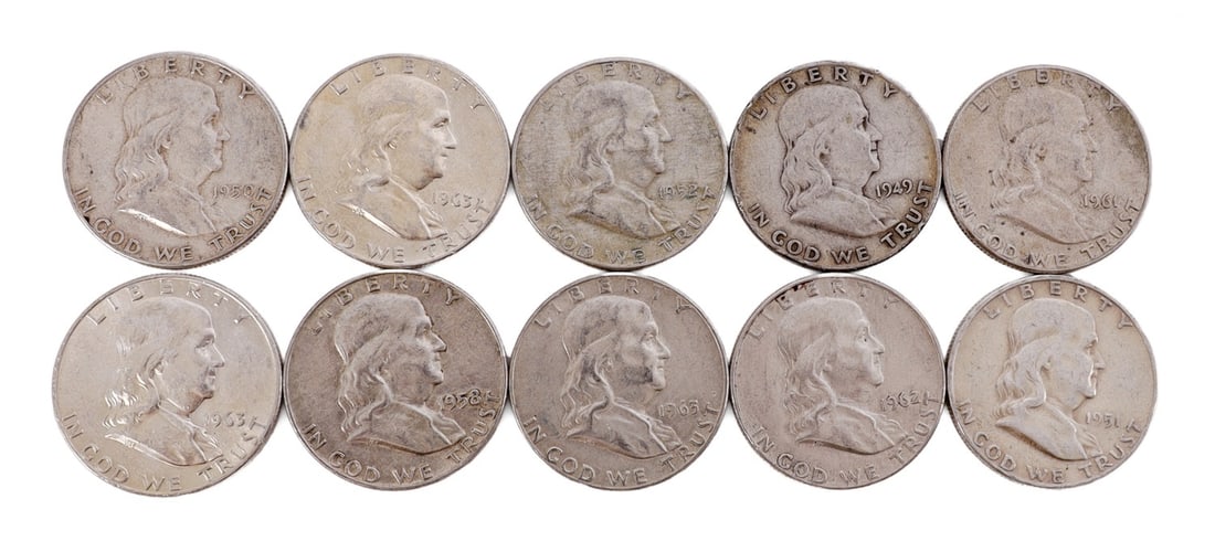 $5 FACE SILVER FRANKLIN HALF DOLLAR COIN LOT (1 of 2)